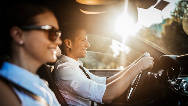 Man driving car