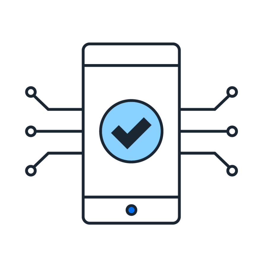 graphic of phone with checkmark