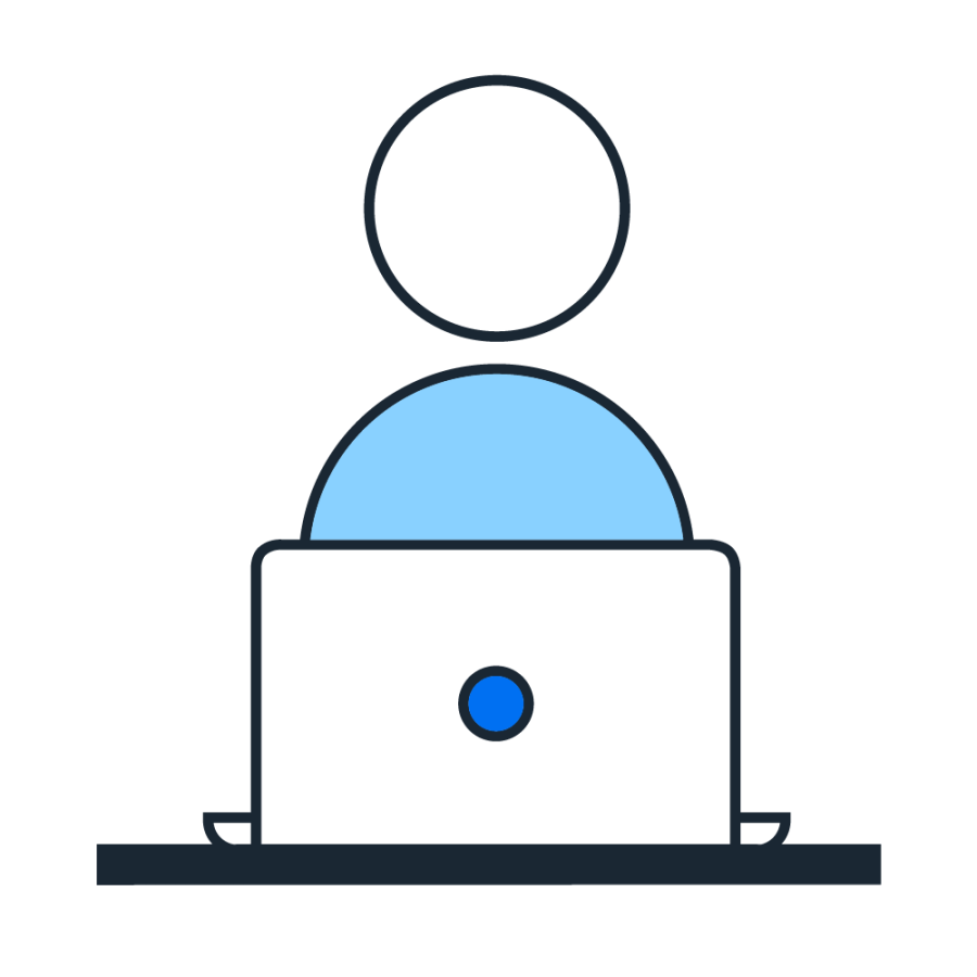 Person with computer pictogram