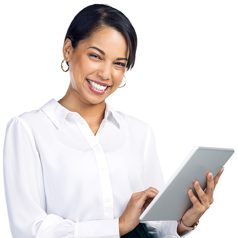 business professional using tablet