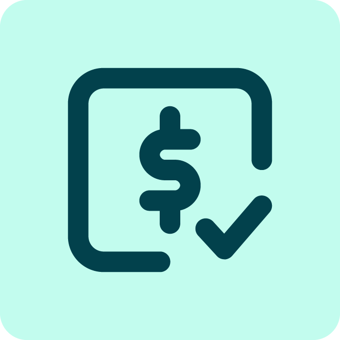 dollar sign and checkmark